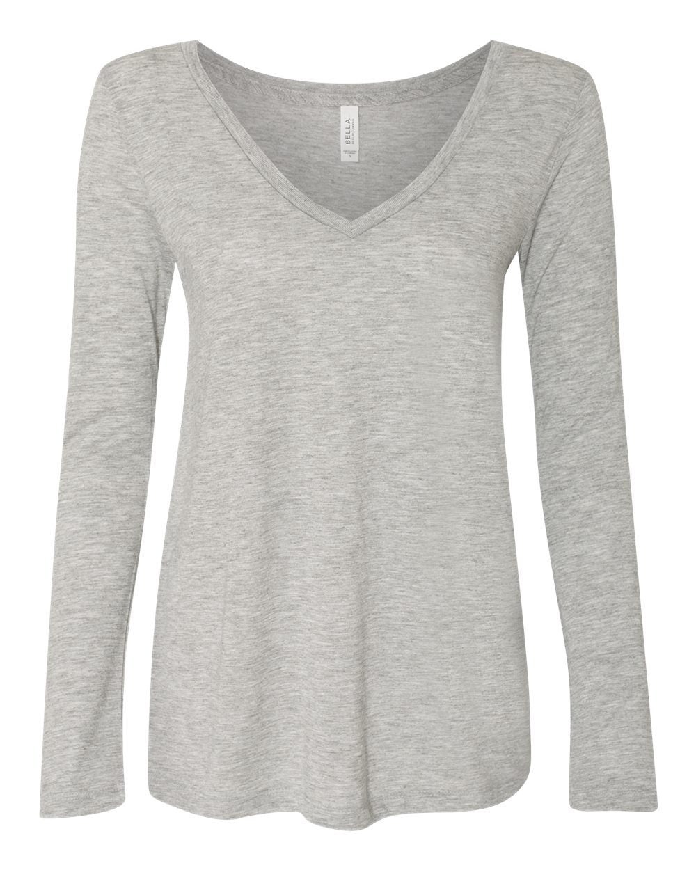 Women's Flowy Long Sleeve V-Neck Tee - Front - B56106583 - Athletic Heather