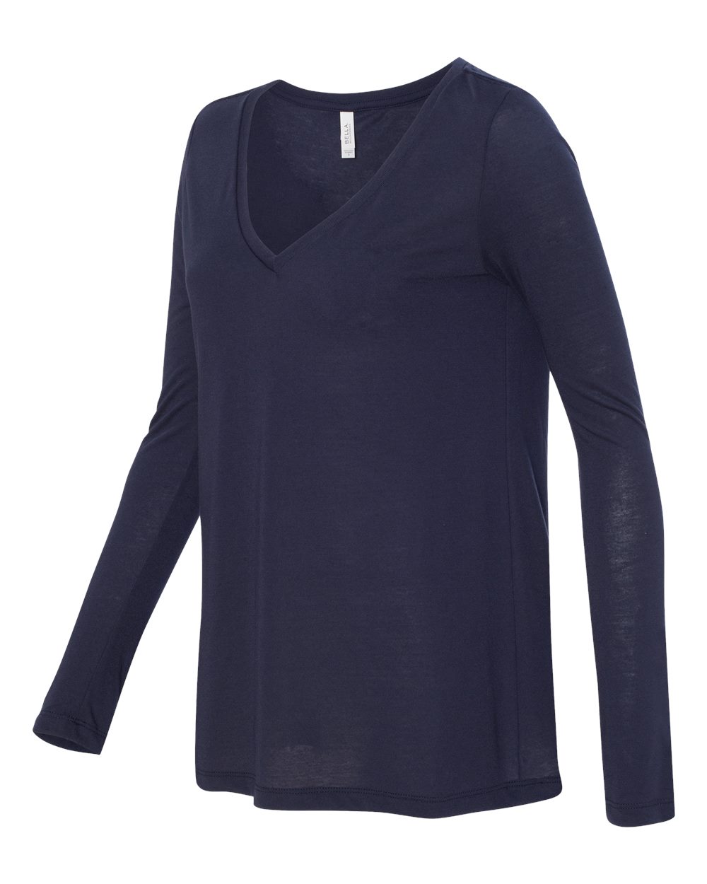 Women's Flowy Long Sleeve V-Neck Tee - Side - B56106863 - Midnight