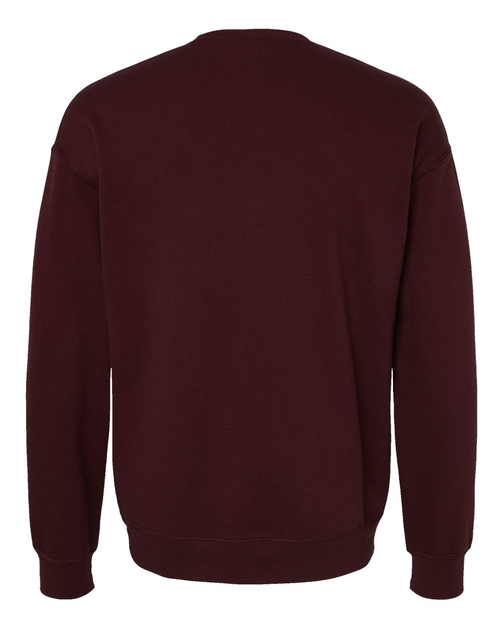 Unisex Sponge Fleece Drop Shoulder Crewneck Sweatshirt - Back - B37906012 - Maroon