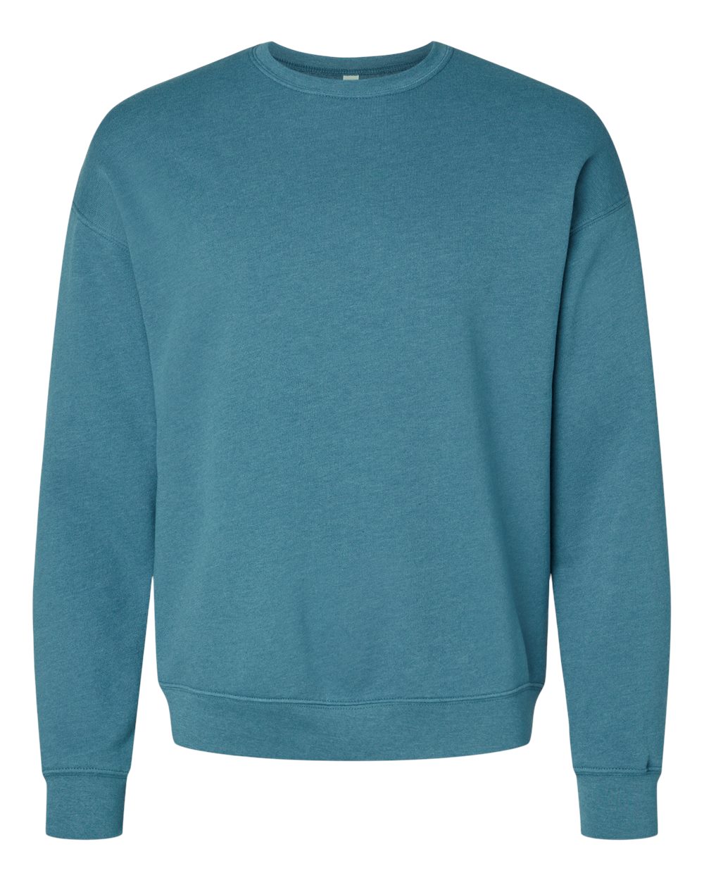 Unisex Sponge Fleece Drop Shoulder Crewneck Sweatshirt - Front - B37906032 - Heather Deep Teal