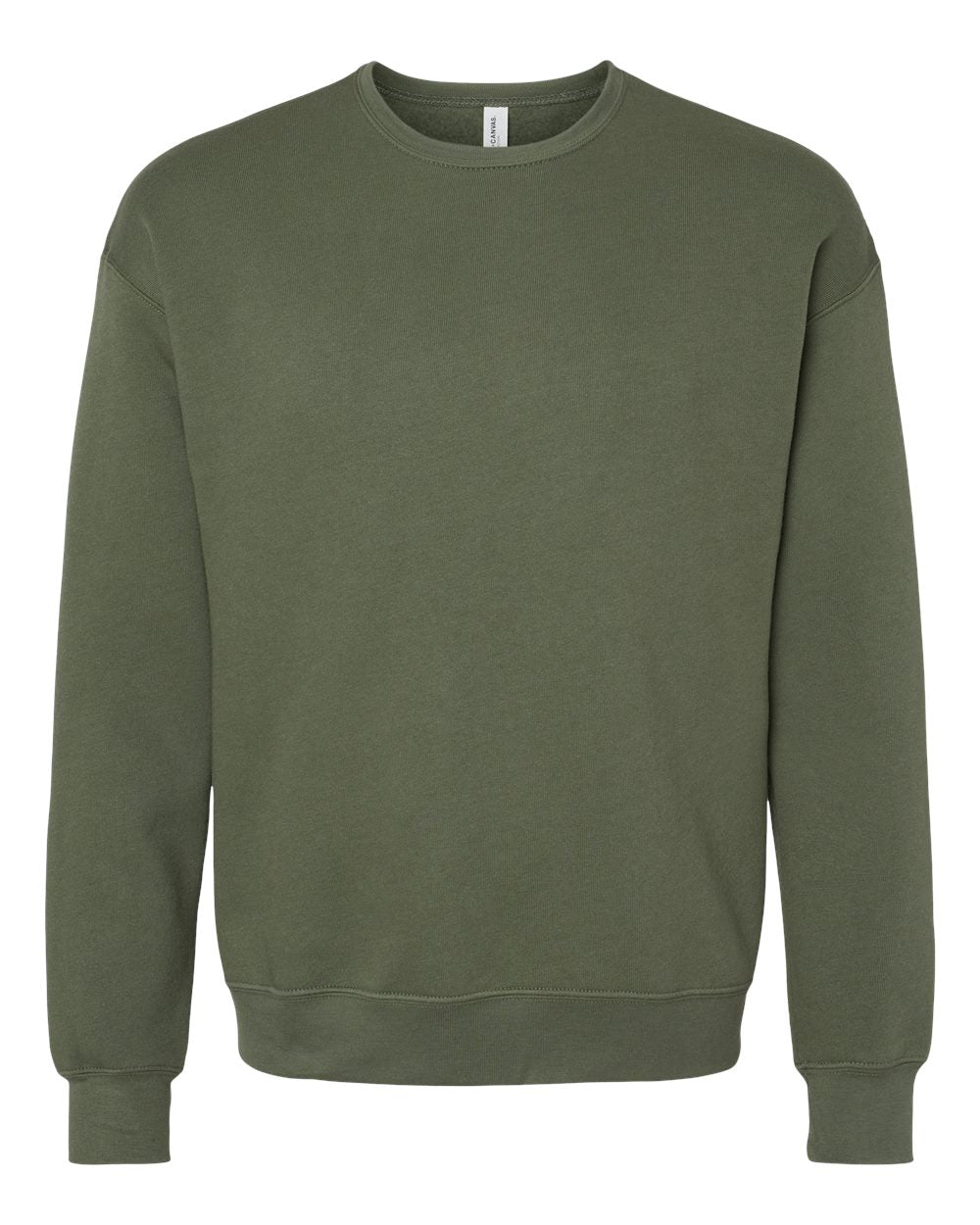 Unisex Sponge Fleece Drop Shoulder Crewneck Sweatshirt - Front - B37906062 - Military Green