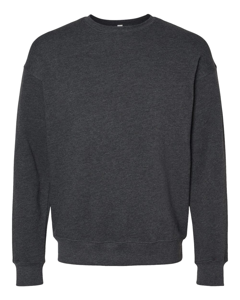 Unisex Sponge Fleece Drop Shoulder Crewneck Sweatshirt - Front - B37906092 - Dark Grey Heather