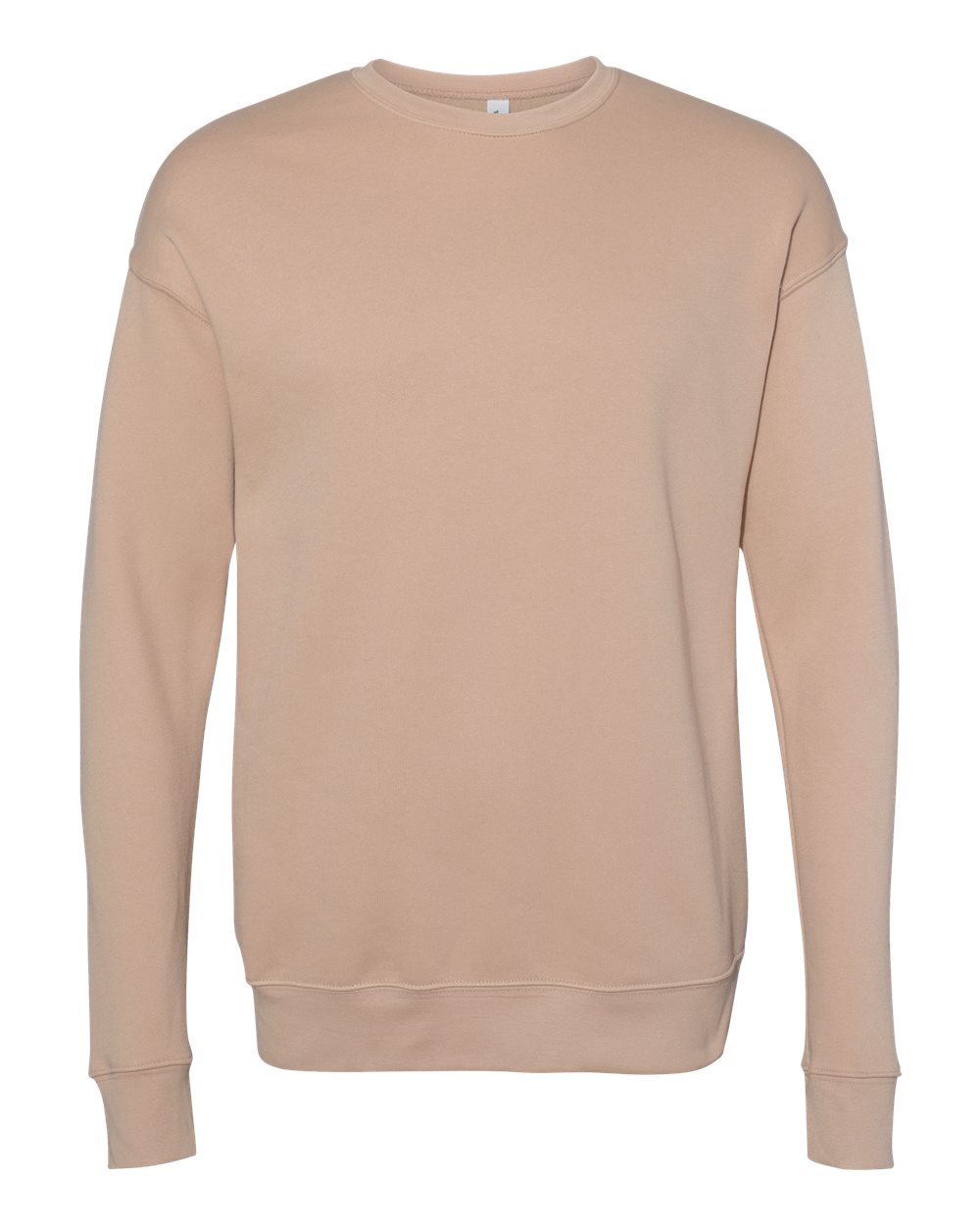 Unisex Sponge Fleece Drop Shoulder Crewneck Sweatshirt - Front - B37906602 - Heather Sand Dune