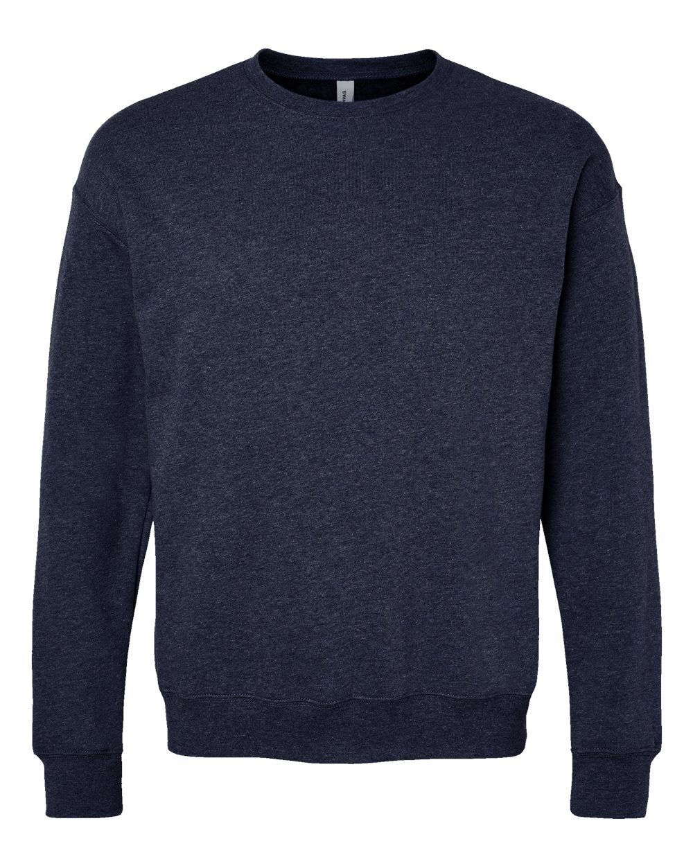 Unisex Sponge Fleece Drop Shoulder Crewneck Sweatshirt - Front - B37906692 - Heather Navy