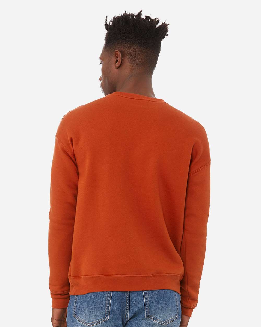Unisex Sponge Fleece Drop Shoulder Crewneck Sweatshirt - OnModelBack - B37906022 - Brick