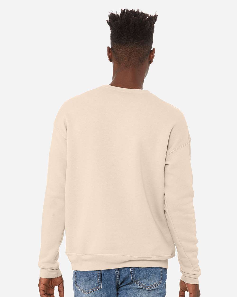Unisex Sponge Fleece Drop Shoulder Crewneck Sweatshirt - OnModelBack - B37906242 - Heather Dust