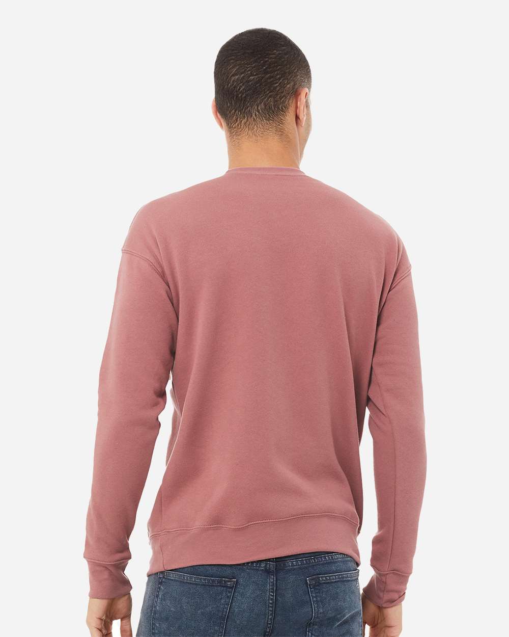 Unisex Sponge Fleece Drop Shoulder Crewneck Sweatshirt - OnModelBack - B37906272 - Mauve