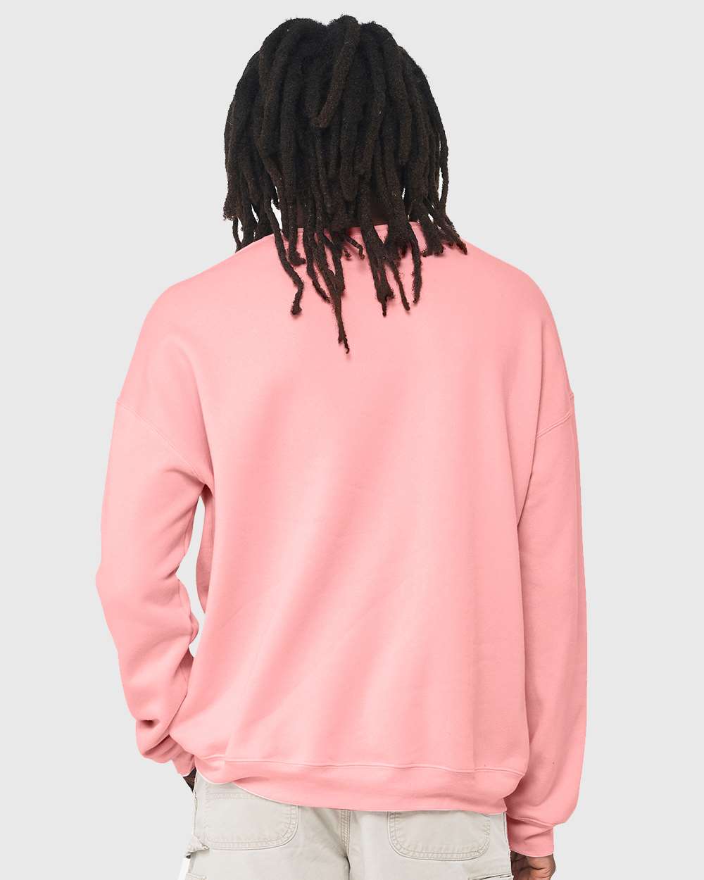 Unisex Sponge Fleece Drop Shoulder Crewneck Sweatshirt - OnModelBack - B37906302 - Pink