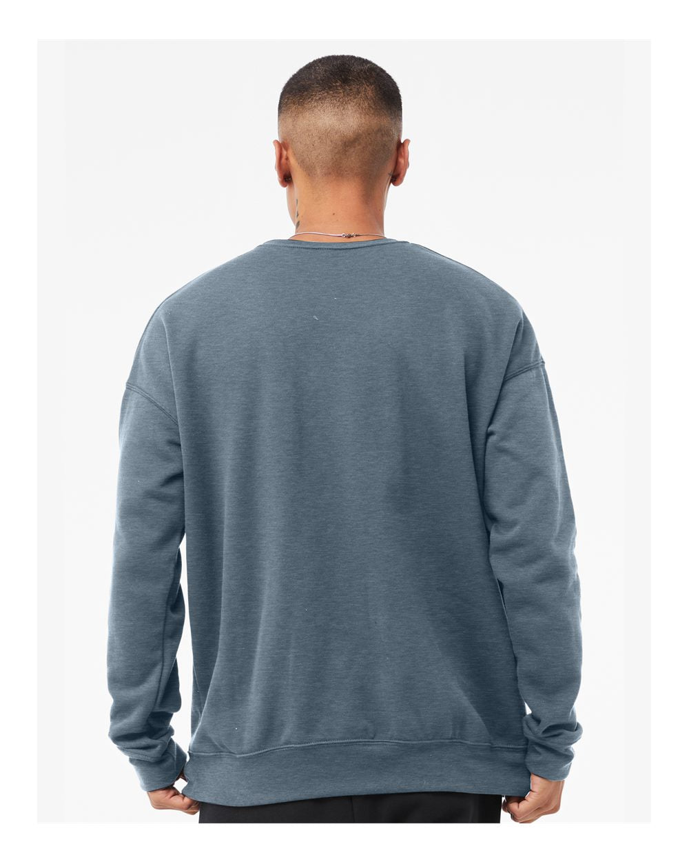 Unisex Sponge Fleece Drop Shoulder Crewneck Sweatshirt - OnModelBack - B37906432 - Heather Slate