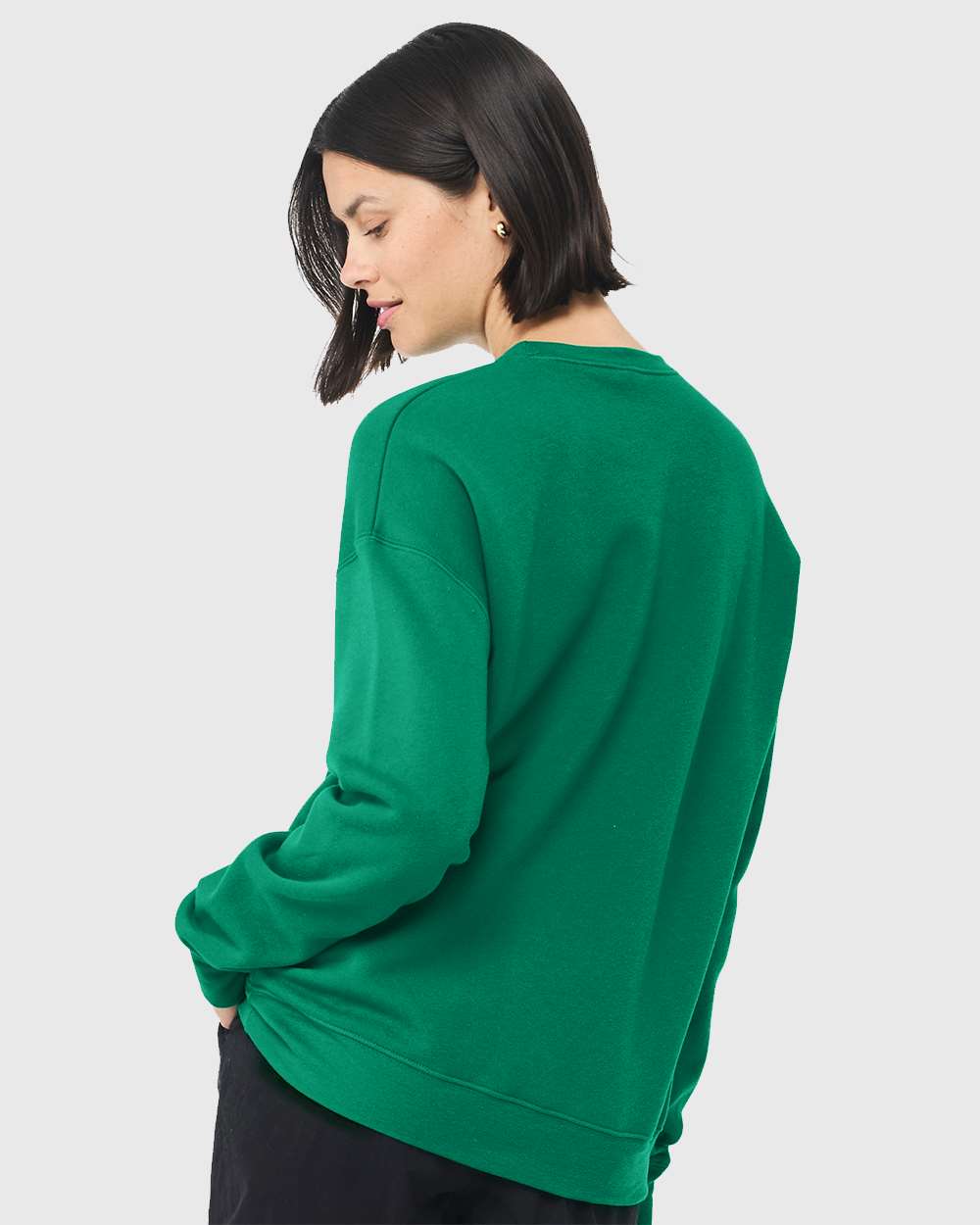 Unisex Sponge Fleece Drop Shoulder Crewneck Sweatshirt - OnModelBack - B37906532 - Kelly