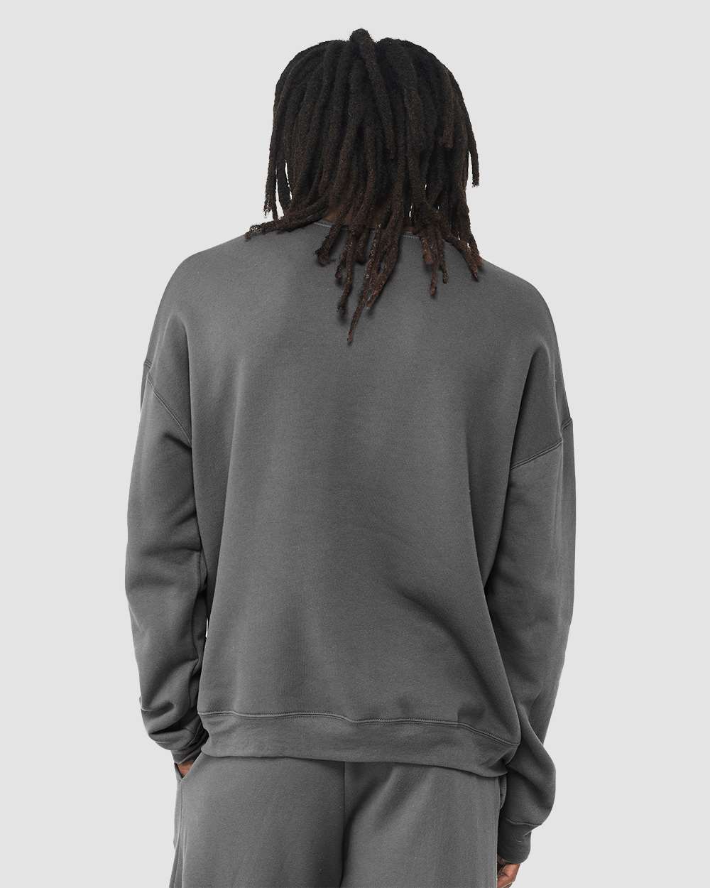 Unisex Sponge Fleece Drop Shoulder Crewneck Sweatshirt - OnModelBack - B37906542 - Asphalt