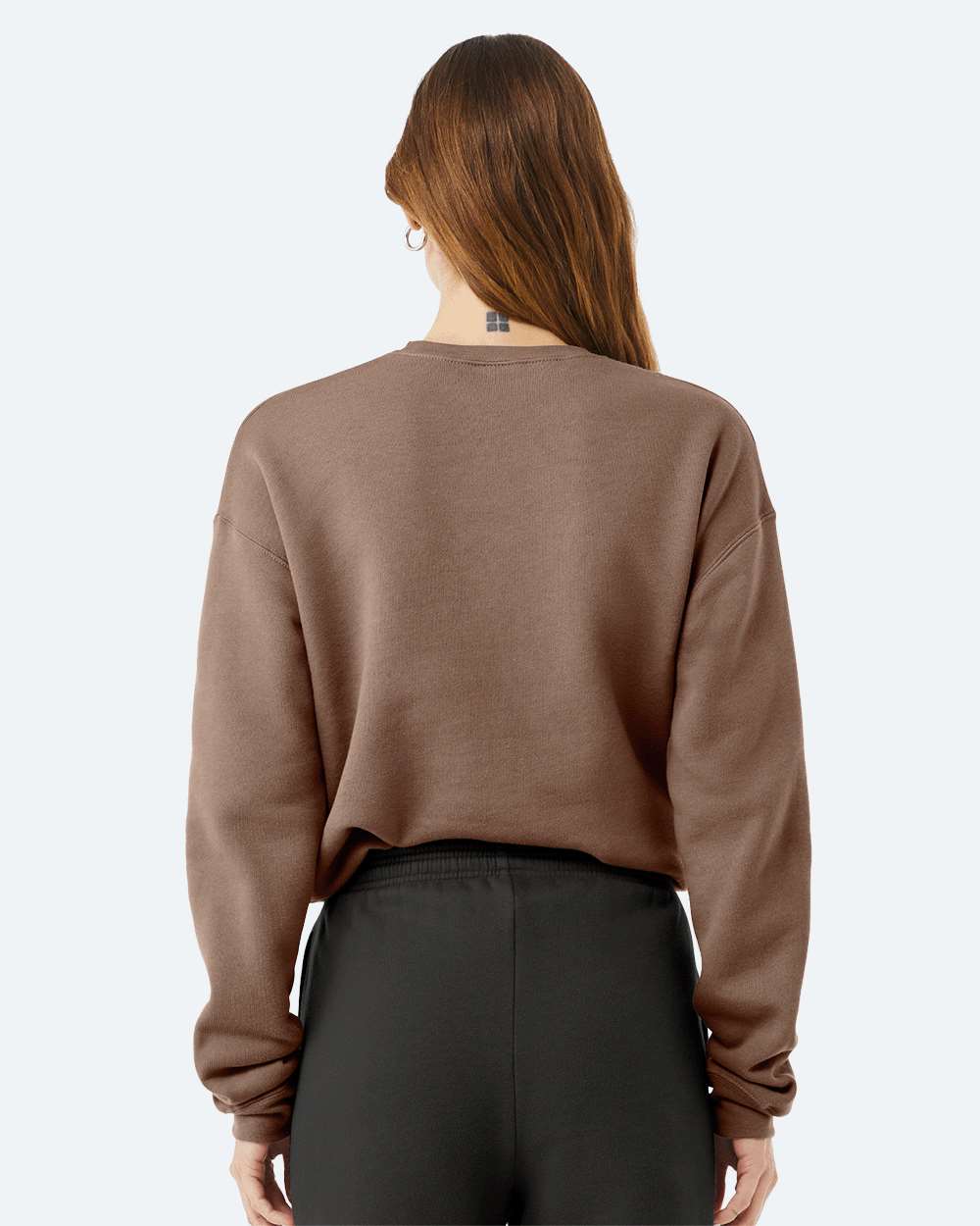 Unisex Sponge Fleece Drop Shoulder Crewneck Sweatshirt - OnModelBack - B37906632 - Vintage Brown
