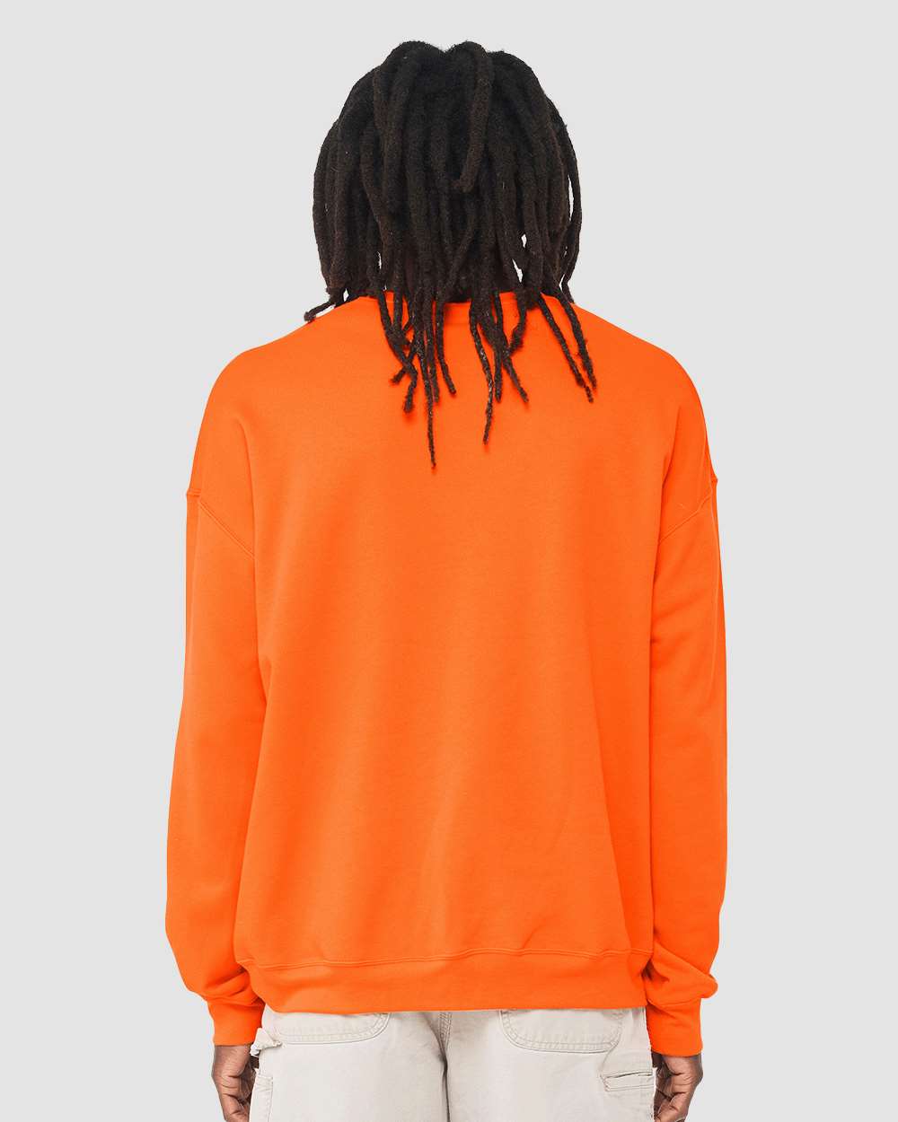 Unisex Sponge Fleece Drop Shoulder Crewneck Sweatshirt - OnModelBack - B37906662 - Orange