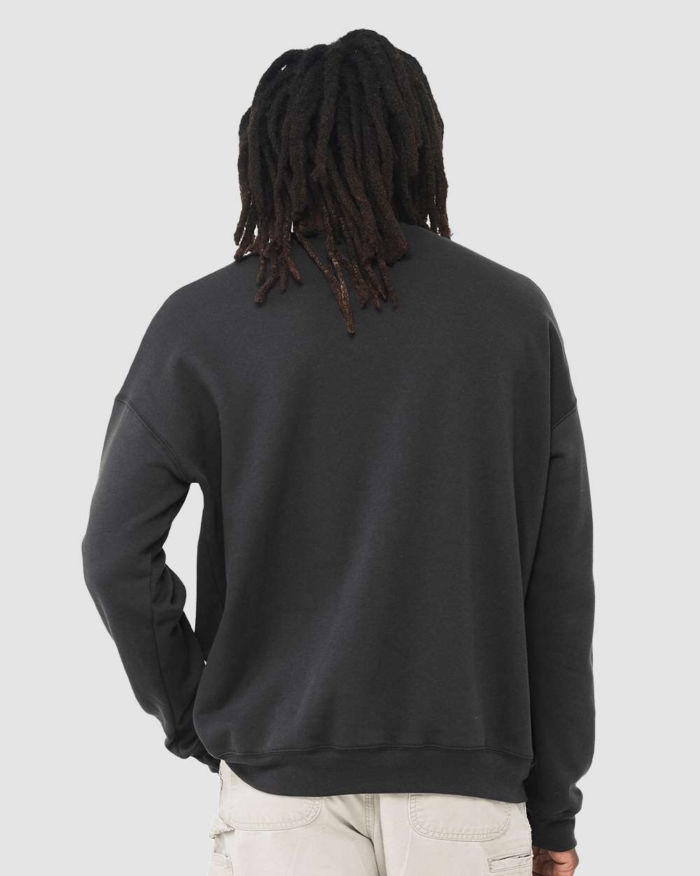 Unisex Sponge Fleece Drop Shoulder Crewneck Sweatshirt - OnModelBack - B37906682 - Dark Grey
