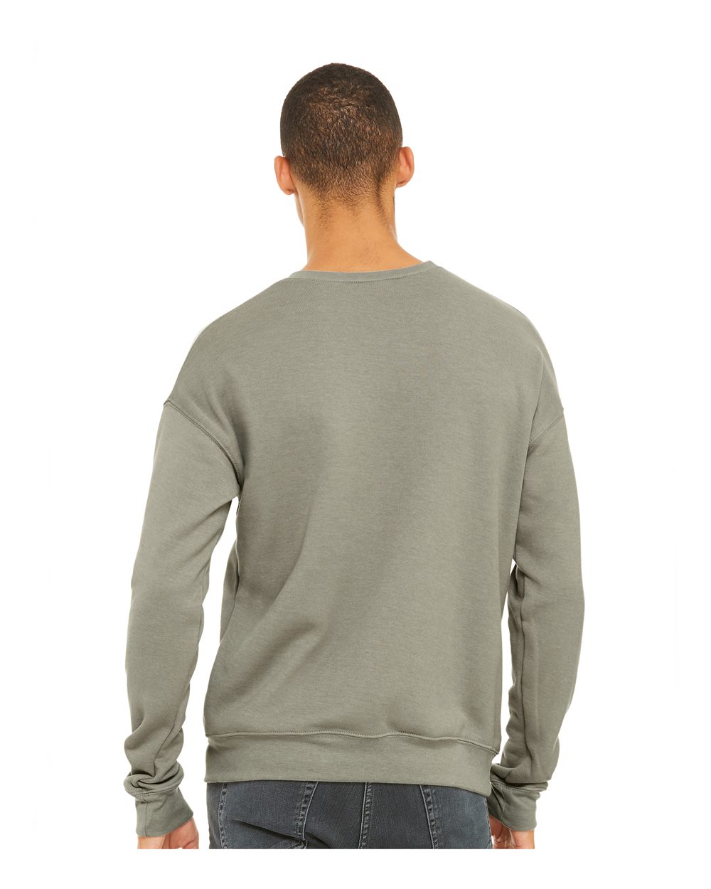 Unisex Sponge Fleece Drop Shoulder Crewneck Sweatshirt - OnModelBack - B37906732 - Heather Stone