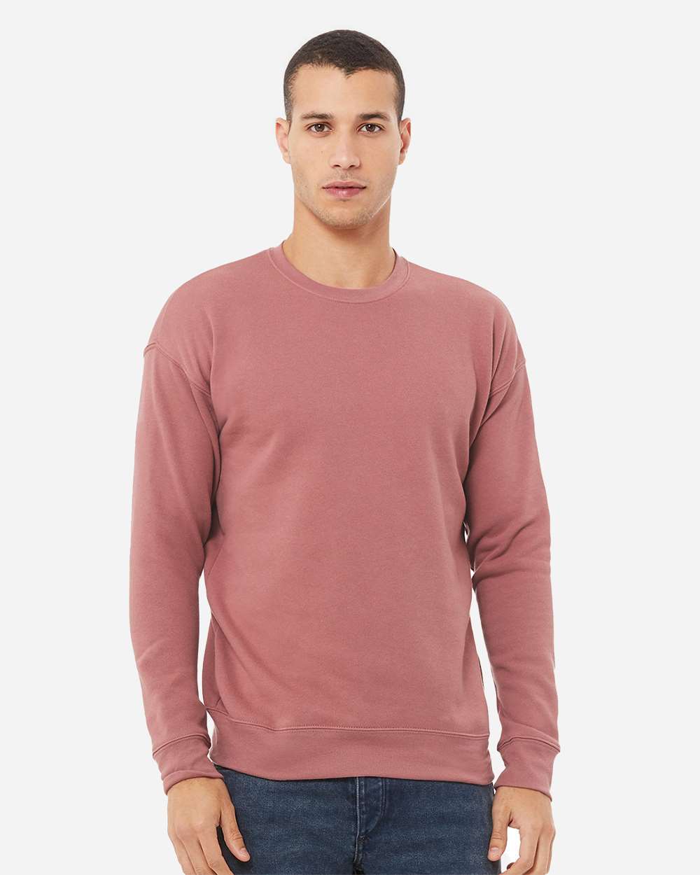 Unisex Sponge Fleece Drop Shoulder Crewneck Sweatshirt - OnModelFront - B37906272 - Mauve