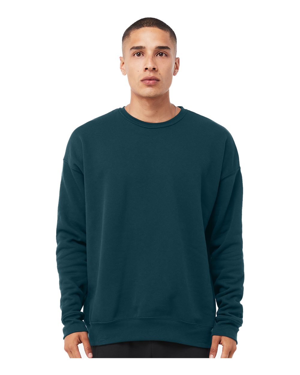 Unisex Sponge Fleece Drop Shoulder Crewneck Sweatshirt - OnModelFront - B37906412 - Atlantic