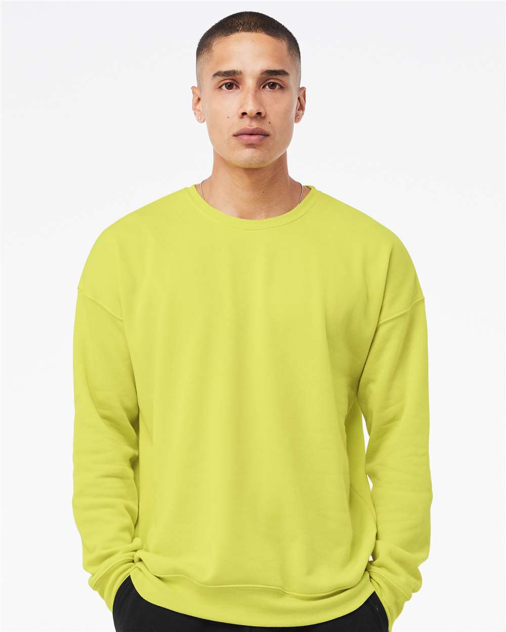 Unisex Sponge Fleece Drop Shoulder Crewneck Sweatshirt - OnModelFront - B37906422 - Strobe