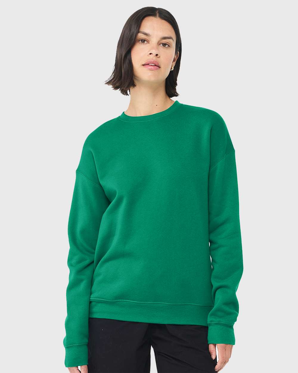 Unisex Sponge Fleece Drop Shoulder Crewneck Sweatshirt - OnModelFront - B37906532 - Kelly