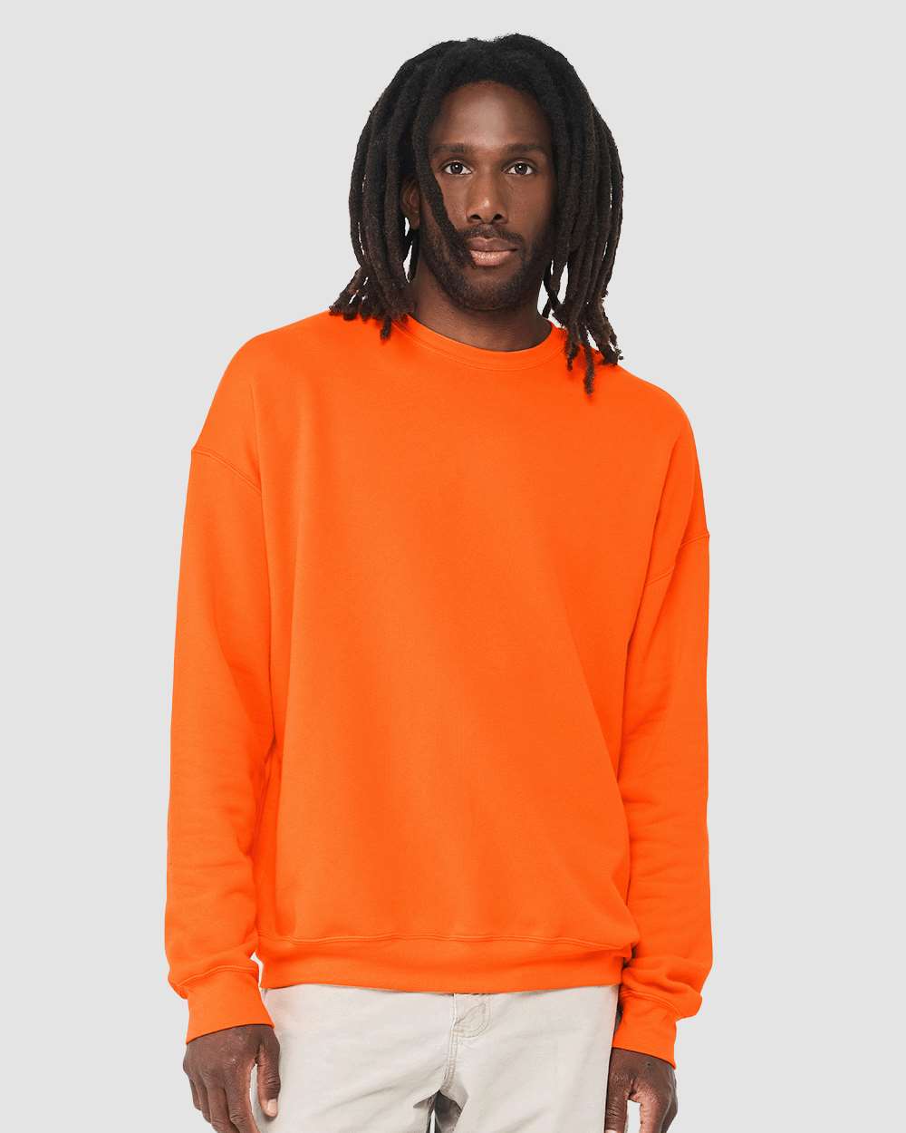 Unisex Sponge Fleece Drop Shoulder Crewneck Sweatshirt - OnModelFront - B37906662 - Orange