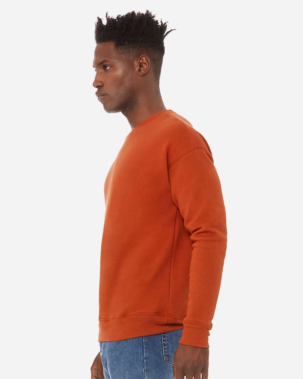 Unisex Sponge Fleece Drop Shoulder Crewneck Sweatshirt - OnModelSide - B37906022 - Brick