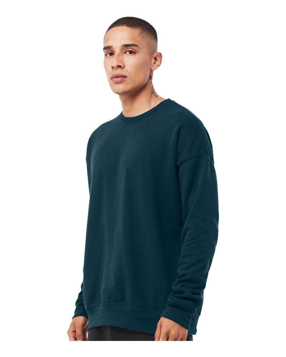 Unisex Sponge Fleece Drop Shoulder Crewneck Sweatshirt - OnModelSide - B37906412 - Atlantic