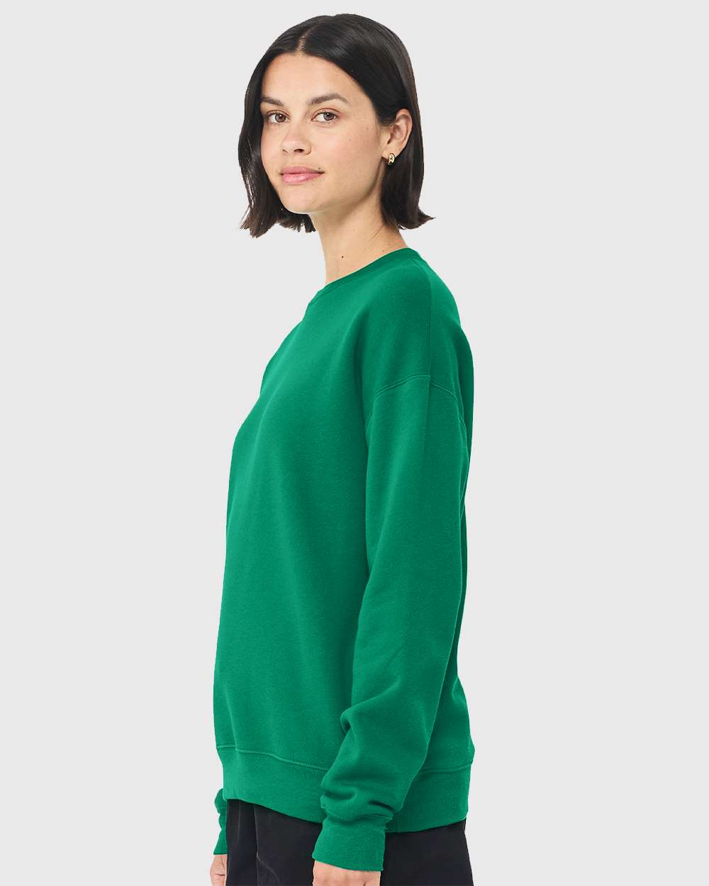 Unisex Sponge Fleece Drop Shoulder Crewneck Sweatshirt - OnModelSide - B37906532 - Kelly