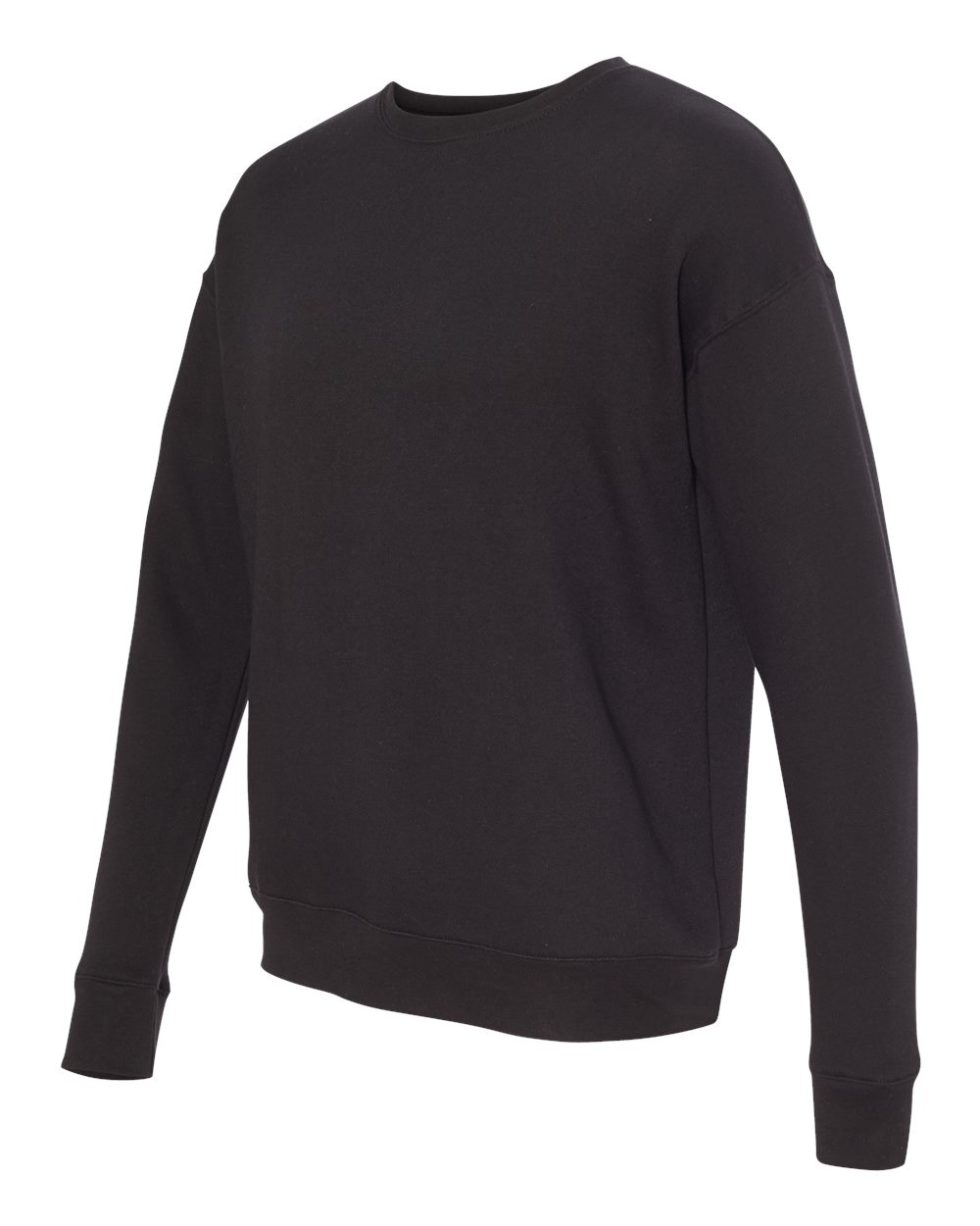 Unisex Sponge Fleece Drop Shoulder Crewneck Sweatshirt - Side - B37906502 - Black