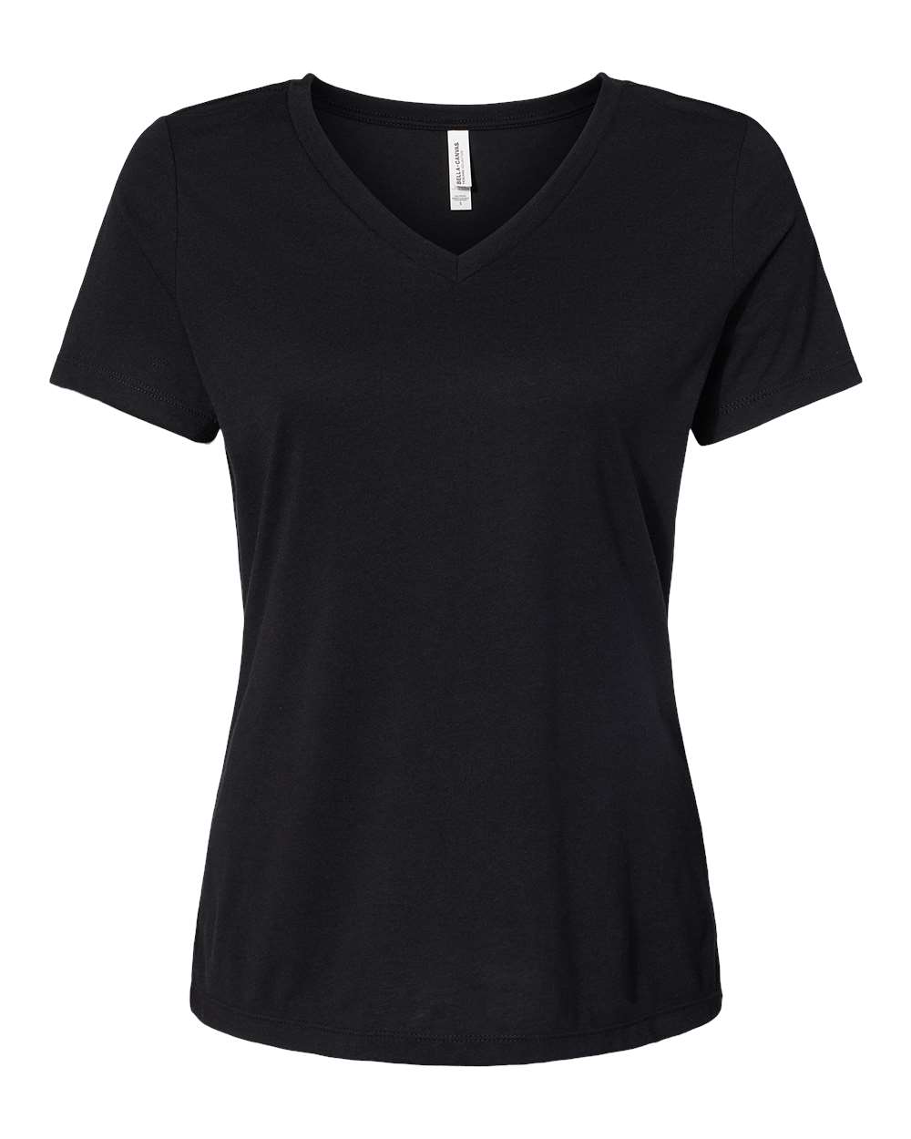 Women's Relaxed Triblend V-Neck Tee - Front - B81006503 - Solid Black Triblend
