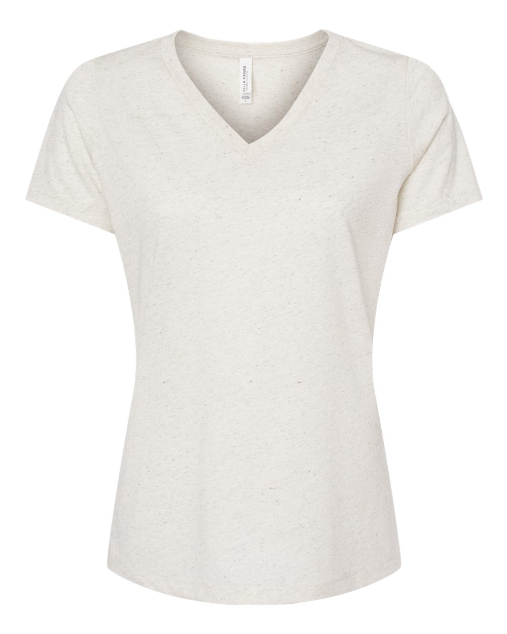 Women's Relaxed Triblend V-Neck Tee - Front - B81006583 - Oatmeal Triblend