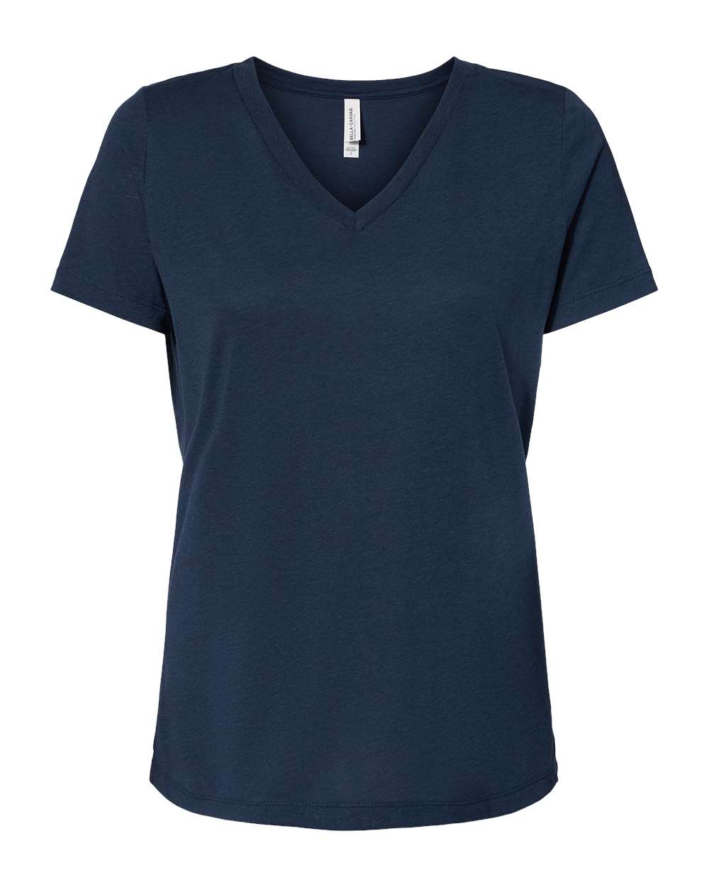 Women's Relaxed Triblend V-Neck Tee - Front - B81006633 - Solid Navy Triblend