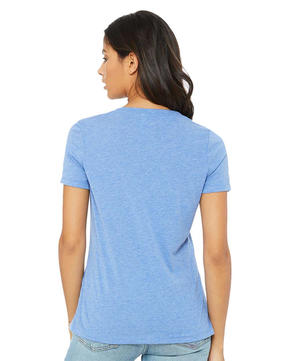 Women's Relaxed Triblend V-Neck Tee - OnModelBack - B81006253 - Blue Triblend