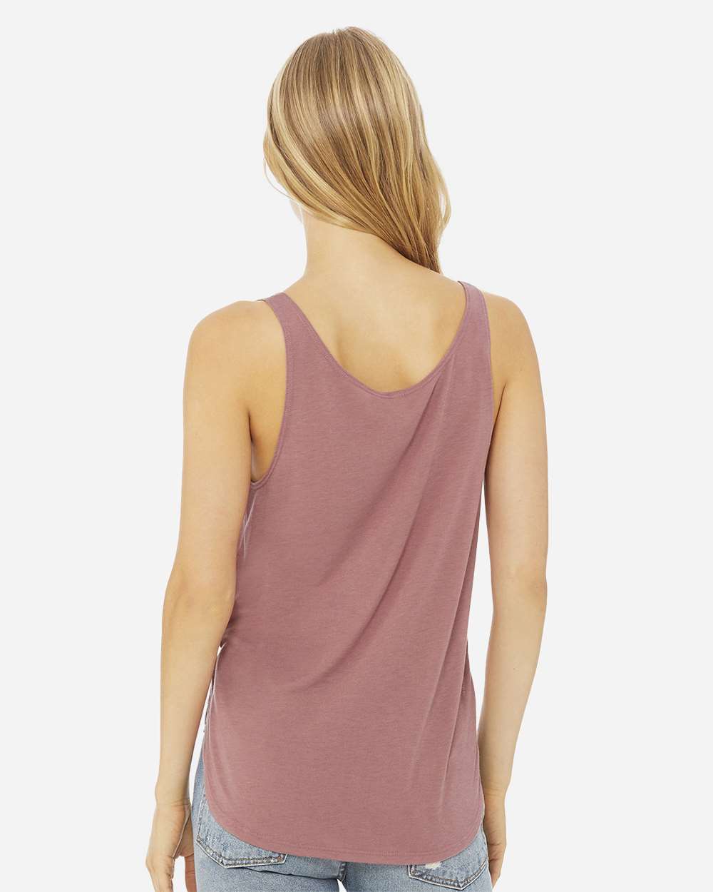 Women's Flowy Tank with Side Slit - OnModelBack - B56806313 - Mauve