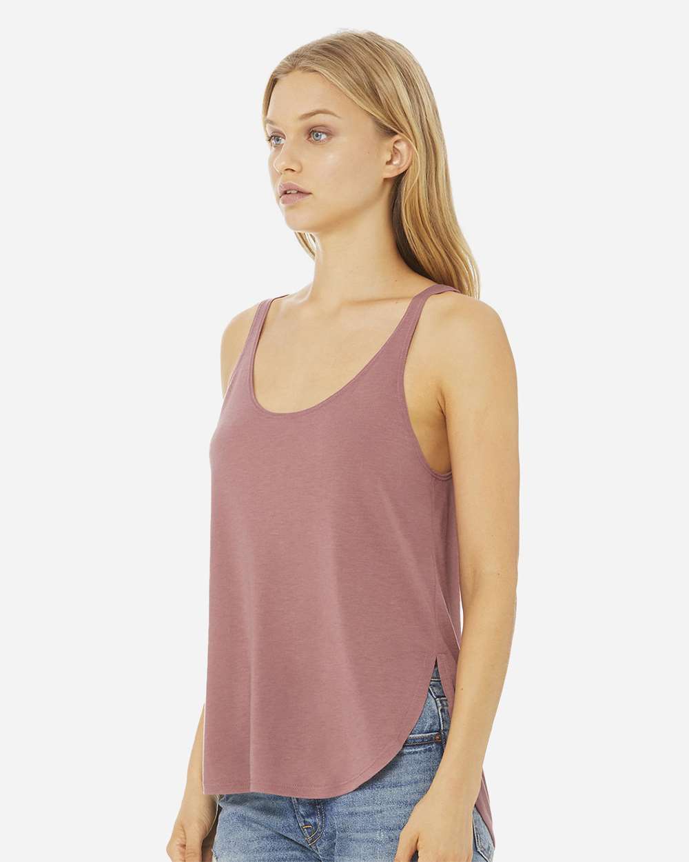 Women's Flowy Tank with Side Slit - OnModelSide - B56806313 - Mauve