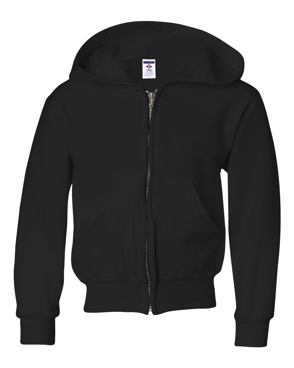 Youth NuBlend® Full-Zip Hooded Sweatshirt - Front - B32335503 - Black