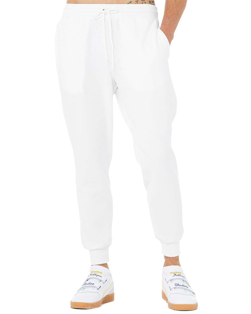 Unisex Sponge Fleece Jogger Sweatpants - Front - B36806002 - White