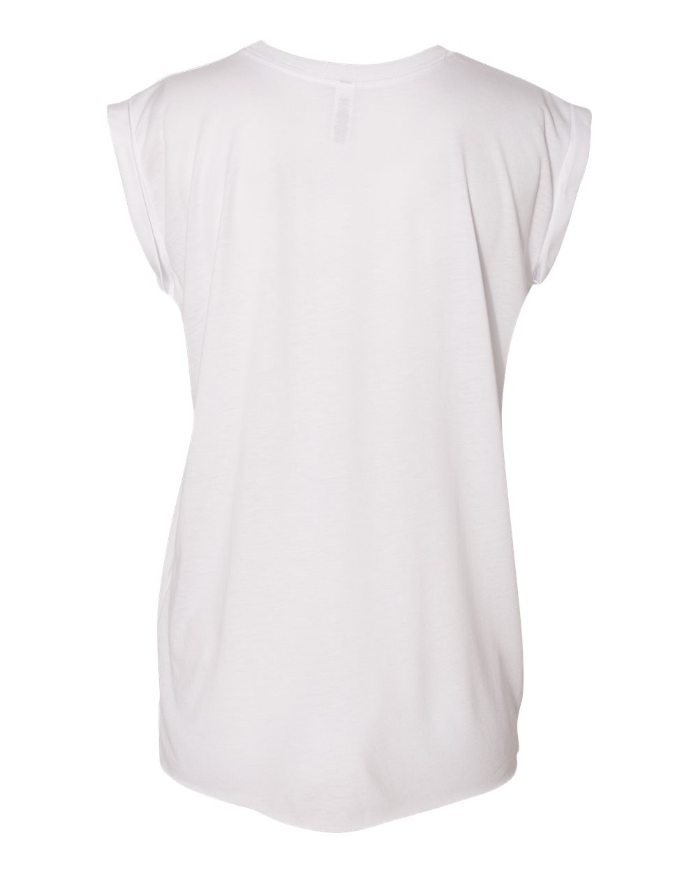 Women’s Flowy Rolled Cuffs Muscle Tee - Back - B11406003 - White