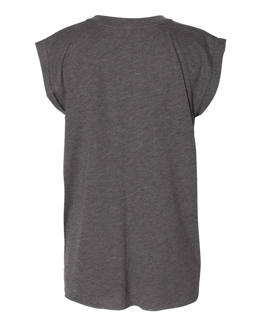 Women’s Flowy Rolled Cuffs Muscle Tee - Back - B11406093 - Dark Grey Heather