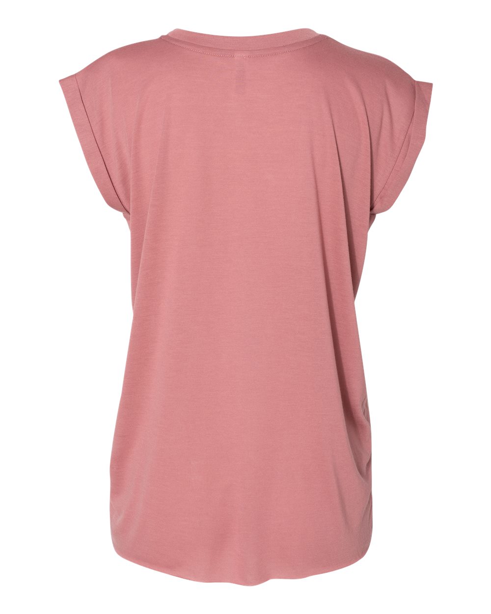 Women’s Flowy Rolled Cuffs Muscle Tee - Back - B11406273 - Mauve