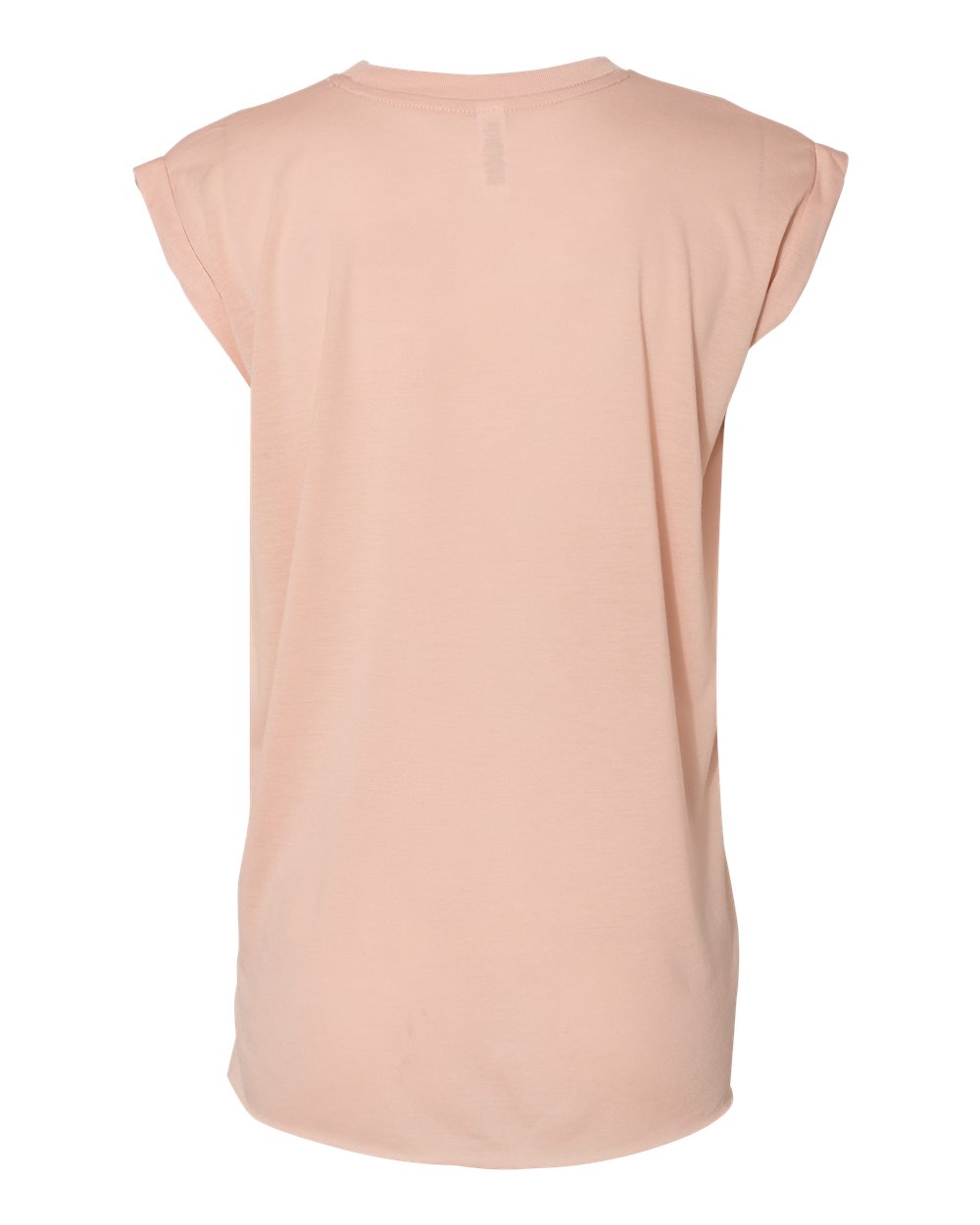 Women’s Flowy Rolled Cuffs Muscle Tee - Back - B11406335 - Peach