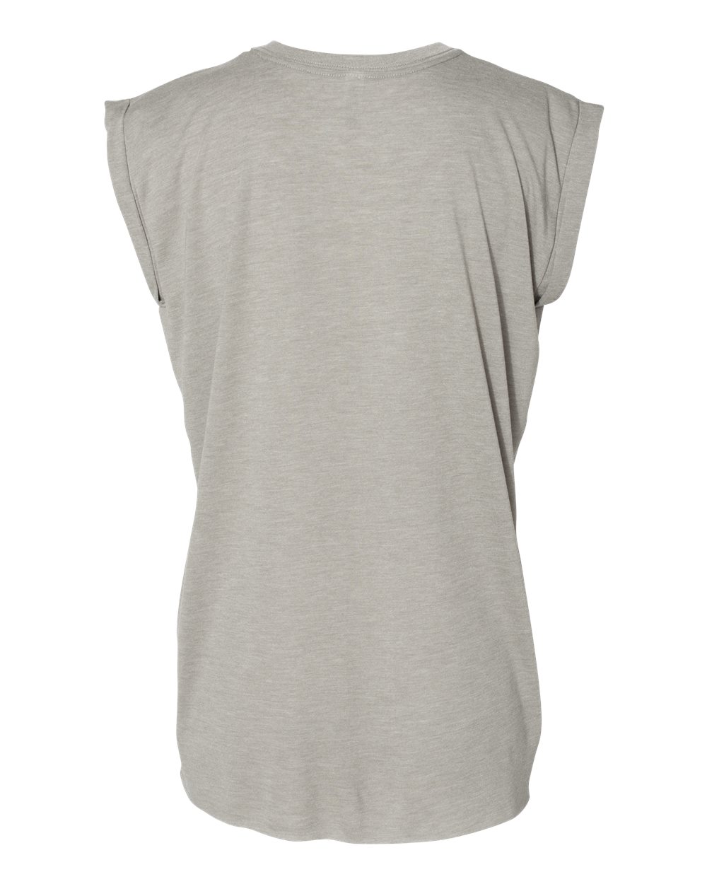 Women’s Flowy Rolled Cuffs Muscle Tee - Back - B11406363 - Heather Stone