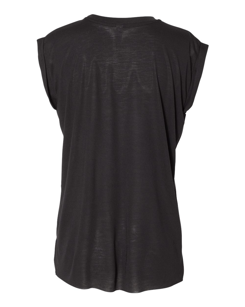 Women’s Flowy Rolled Cuffs Muscle Tee - Back - B11406503 - Black