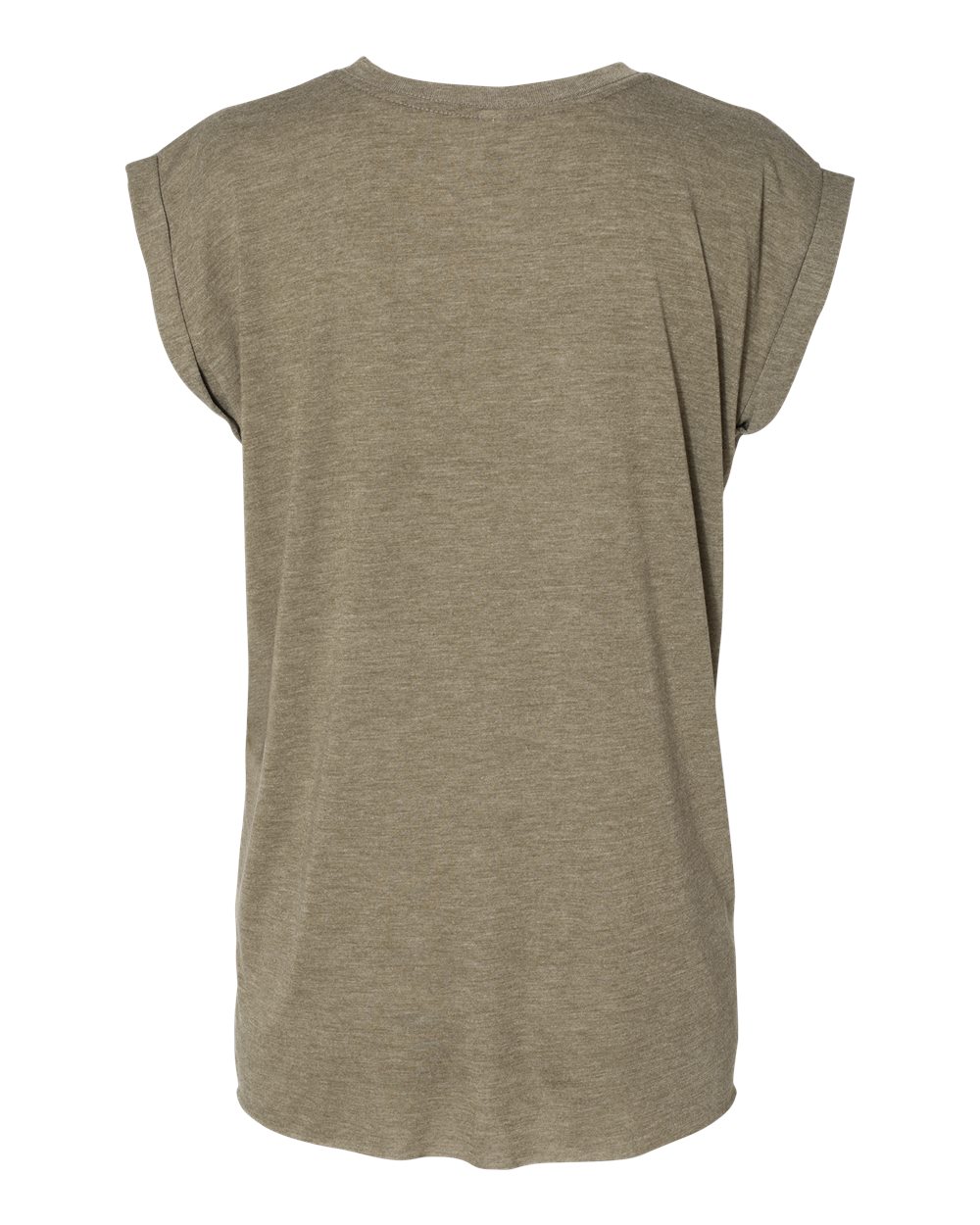 Women’s Flowy Rolled Cuffs Muscle Tee - Back - B11406614 - Heather Olive