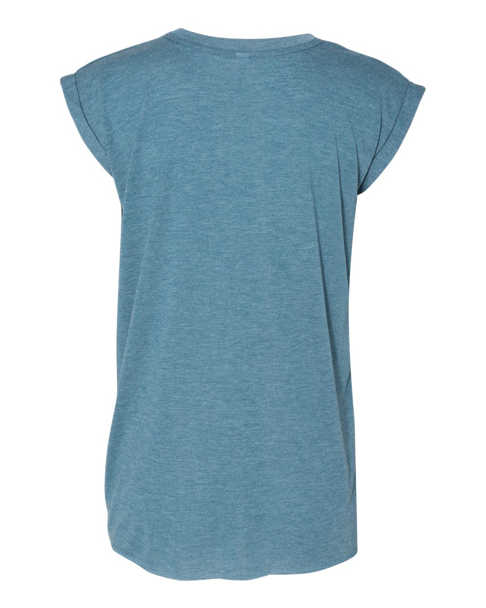 Women’s Flowy Rolled Cuffs Muscle Tee - Back - B11406773 - Heather Deep Teal