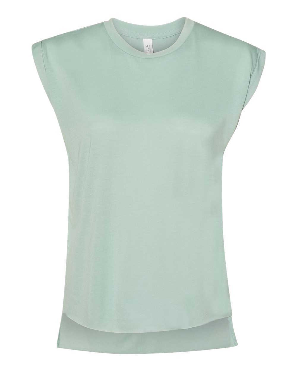 Women’s Flowy Rolled Cuffs Muscle Tee - Front - B11406113 - Dusty Blue