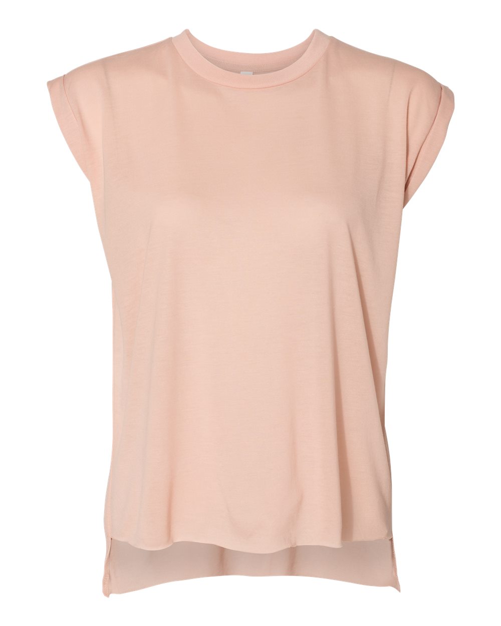 Women’s Flowy Rolled Cuffs Muscle Tee - Front - B11406335 - Peach
