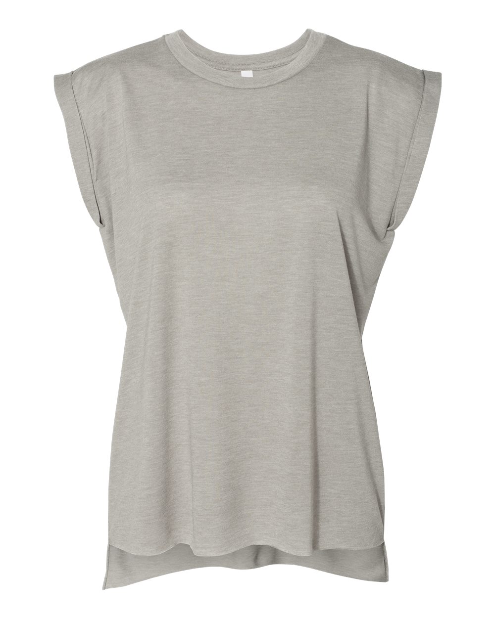 Women’s Flowy Rolled Cuffs Muscle Tee - Front - B11406363 - Heather Stone