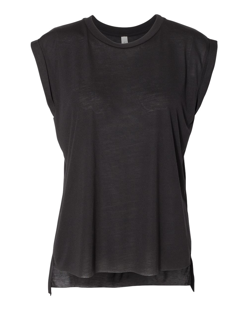 Women’s Flowy Rolled Cuffs Muscle Tee - Front - B11406503 - Black