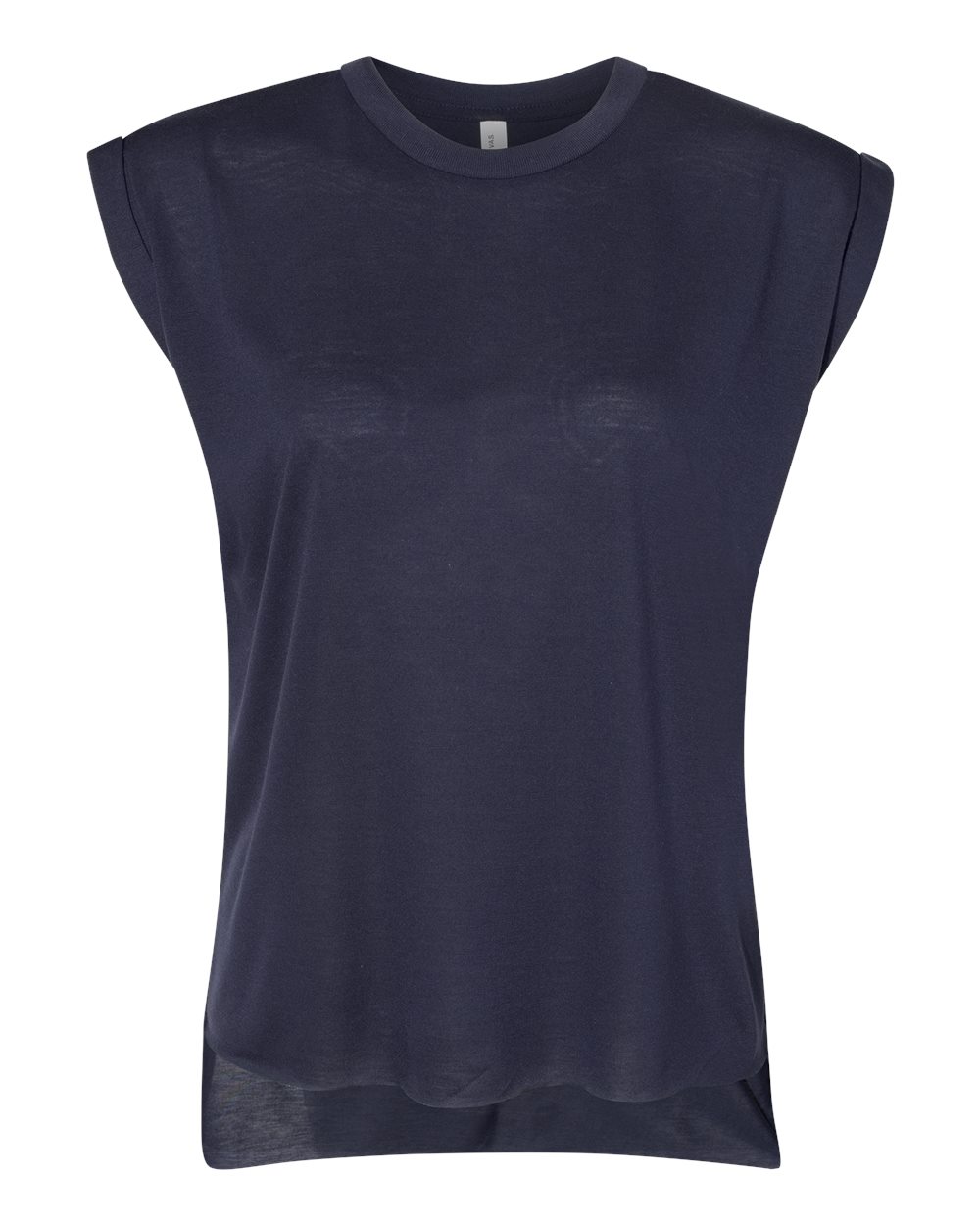 Women’s Flowy Rolled Cuffs Muscle Tee - Front - B11406864 - Midnight