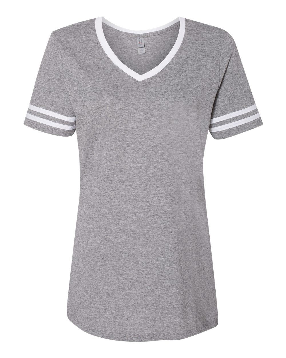Women's Varsity Triblend V-Neck T-Shirt - Front - B84135003 - Oxford/ White